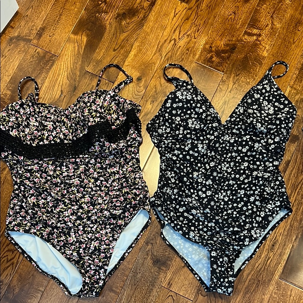 Two Floral One Piece Swimsuits